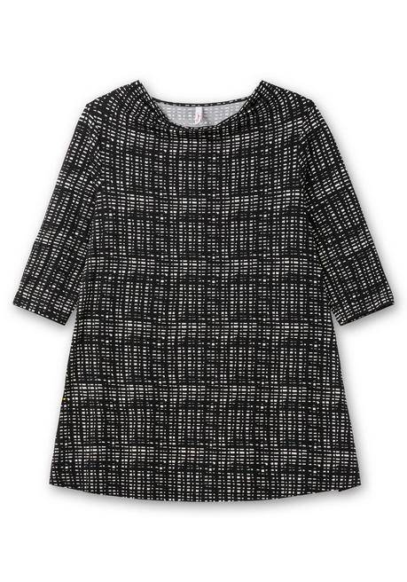 Sheego Longshirt Mit Print Und Wasserfall-Ausschnitt - Schwarz-weiß Sheego