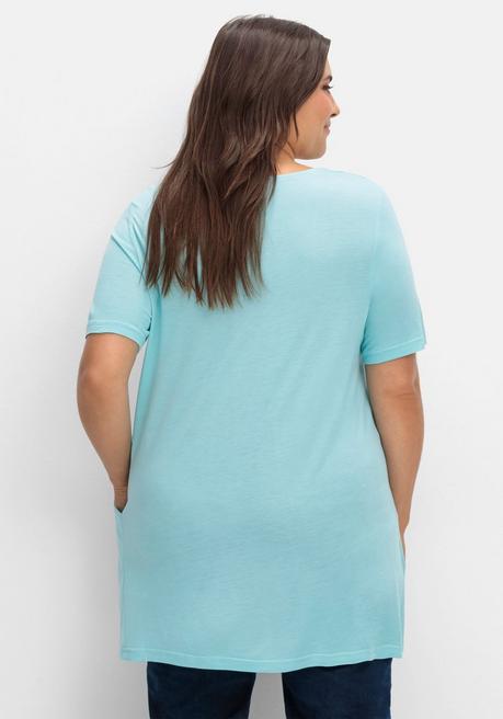 Sheego Longshirt Mit Taschen Und Karreeausschnitt - Aqua Sheego