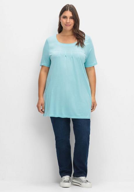 Sheego Longshirt Mit Taschen Und Karreeausschnitt - Aqua Sheego