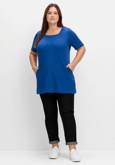 Sheego Longshirt Mit Taschen Und Karreeausschnitt - Royalblau Sheego