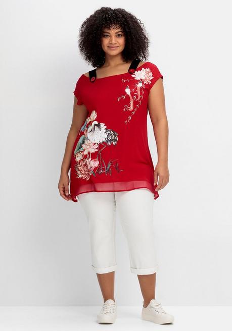 Sheego By Joe Browns Longshirt Mit Trägern Und Blumendruck - Rot Bedruckt Sheego