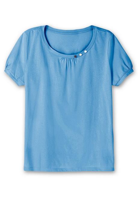 Sheego Longshirt Mit Zierknöpfen Am Ausschnitt - Mittelblau Sheego