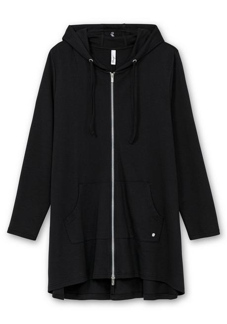 Sheego Longshirtjacke Mit Kapuze Und Kängurutasche - Schwarz Sheego