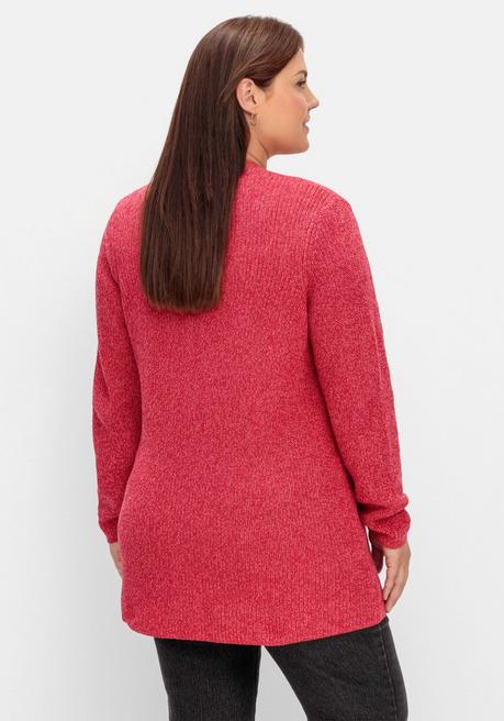 Sheego Longstrickjacke Im Patentstrickmuster - Magenta Meliert Sheego