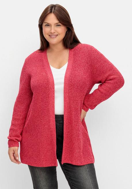 sheego Longstrickjacke im Patentstrickmuster - magenta meliert sheego