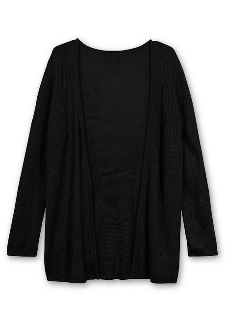 Sheego Longstrickjacke In Verschlussloser Form, In Rippstrick - Schwarz Sheego
