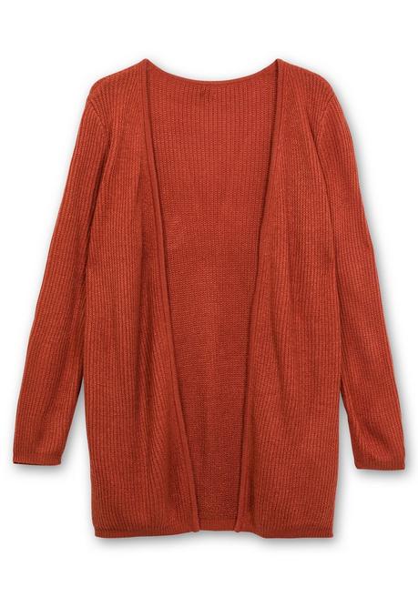 Sheego Longstrickjacke In Verschlussloser Form, In Rippstrick - Rostrot Sheego