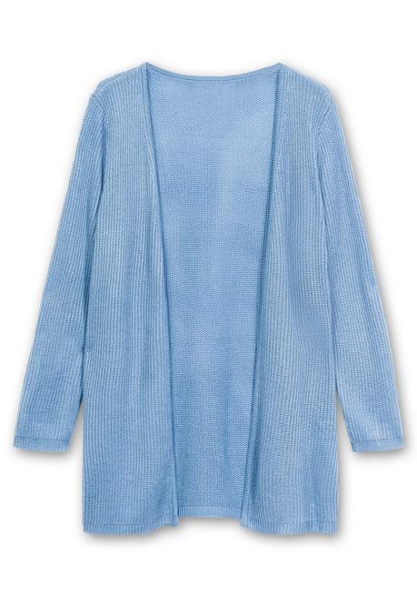 Sheego Longstrickjacke In Verschlussloser Form, In Rippstrick - Bleu Sheego