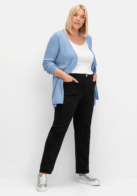 Sheego Longstrickjacke In Verschlussloser Form, In Rippstrick - Bleu Sheego