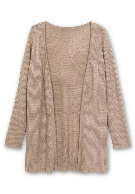 Sheego Longstrickjacke In Verschlussloser Form, In Rippstrick - Sand Sheego