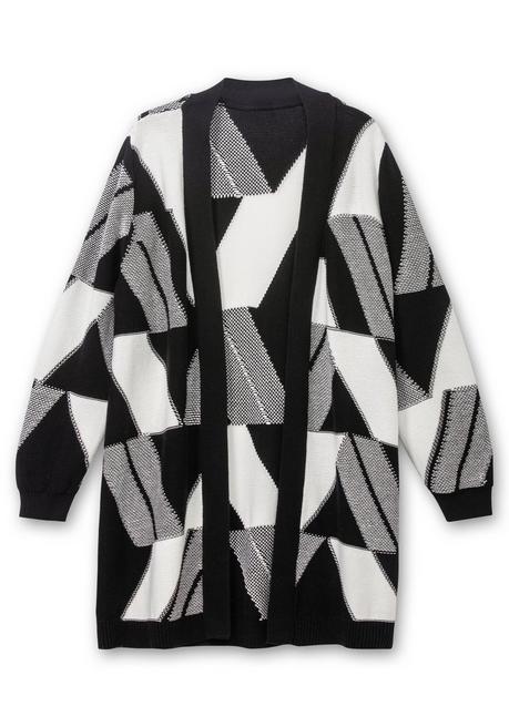 Sheego Longstrickjacke Mit Grafischem Jacquardmuster - Schwarz-weiß Sheego
