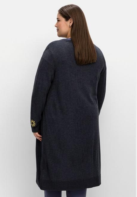 Sheego Longstrickjacke Mit Kleiner Stickerei Am Ärmel - Nachtblau Meliert Sheego