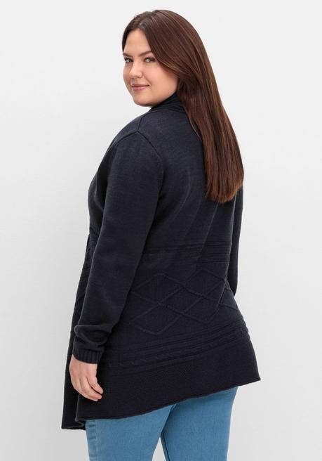 Sheego By Joe Browns Longstrickjacke Mit Schalkragen Und Zipfelsaum - Tiefblau Sheego