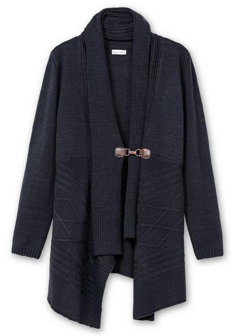 Sheego By Joe Browns Longstrickjacke Mit Schalkragen Und Zipfelsaum - Tiefblau Sheego