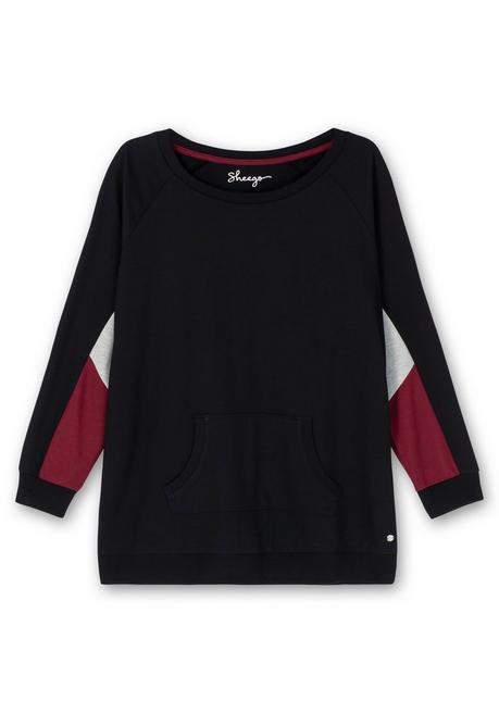 Sheego Longsweatshirt Mit Kontrast-Raglanärmeln - Schwarz Sheego