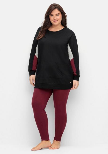 Sheego Longsweatshirt Mit Kontrast-Raglanärmeln - Schwarz Sheego