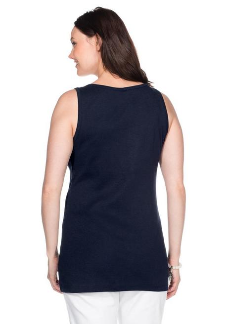 Sheego Longtop In Rippqualität, Mit Weitem Ausschnitt - Marine Sheego