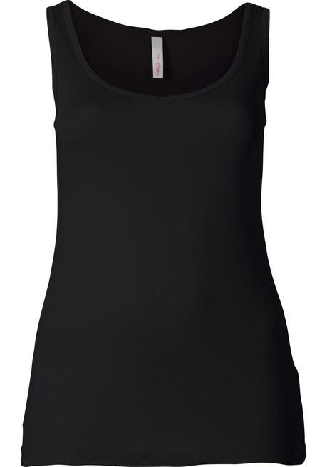 Sheego Longtop In Rippqualität, Mit Weitem Ausschnitt - Schwarz Sheego