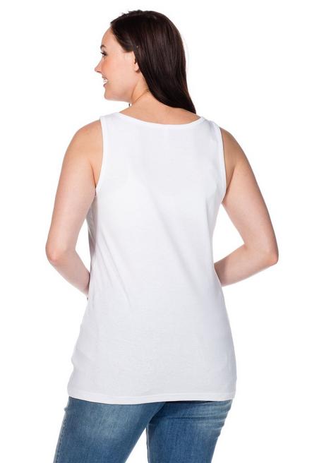 Sheego Longtop In Rippqualität, Mit Weitem Ausschnitt - Weiß Sheego