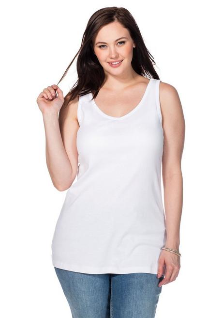 Sheego Longtop In Rippqualität, Mit Weitem Ausschnitt - Weiß Sheego