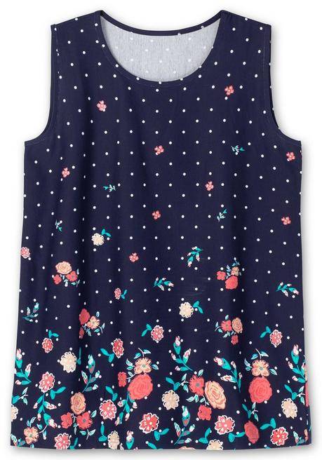 Sheego Longtop Mit Blütenprint Und Punkten - Nachtblau Bedruckt Sheego