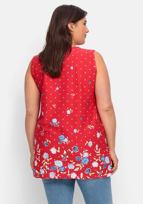 Sheego Longtop Mit Blütenprint Und Punkten - Rot Bedruckt Sheego