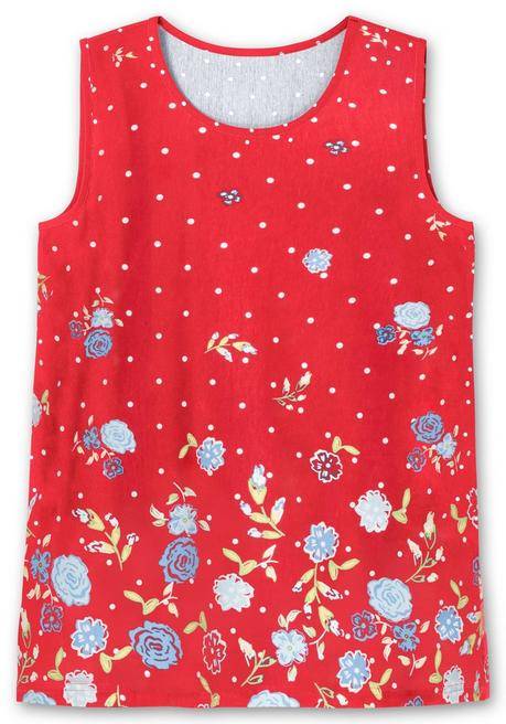 Sheego Longtop Mit Blütenprint Und Punkten - Rot Bedruckt Sheego