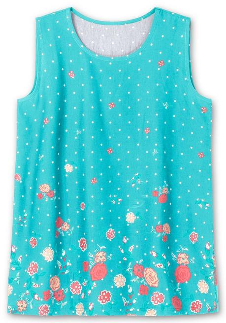 Sheego Longtop Mit Blütenprint Und Punkten - Türkis Bedruckt Sheego