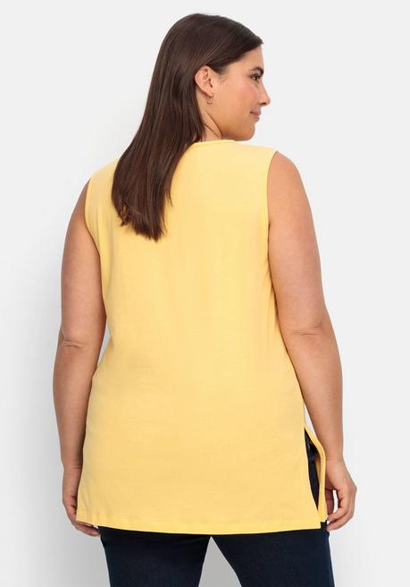 Sheego Longtop Mit Extralangen Seitenschlitzen - Gelb Sheego