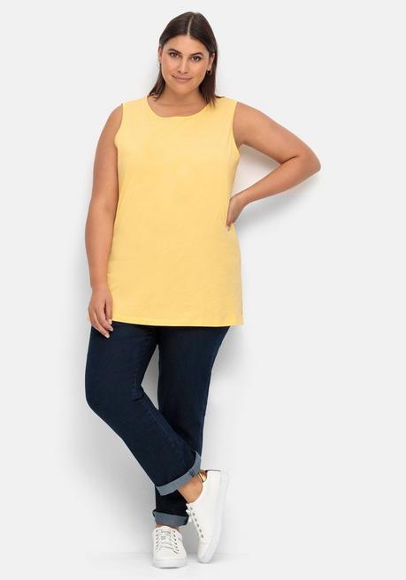 Sheego Longtop Mit Extralangen Seitenschlitzen - Gelb Sheego