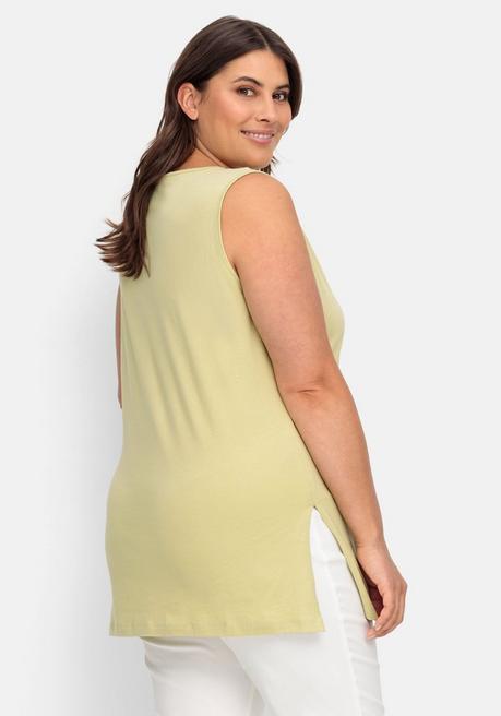 Sheego Longtop Mit Extralangen Seitenschlitzen - Lindgrün Sheego