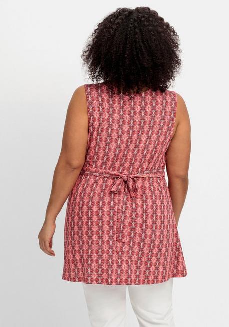 Sheego By Joe Browns Longtop Mit Ornamentmuster Und Knotendetail - Rot Gemustert Sheego