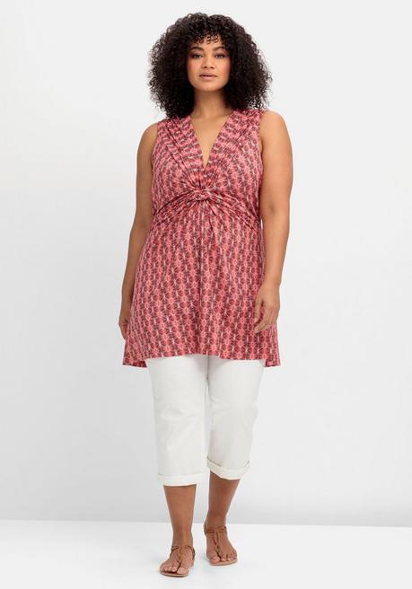 Sheego By Joe Browns Longtop Mit Ornamentmuster Und Knotendetail - Rot Gemustert Sheego