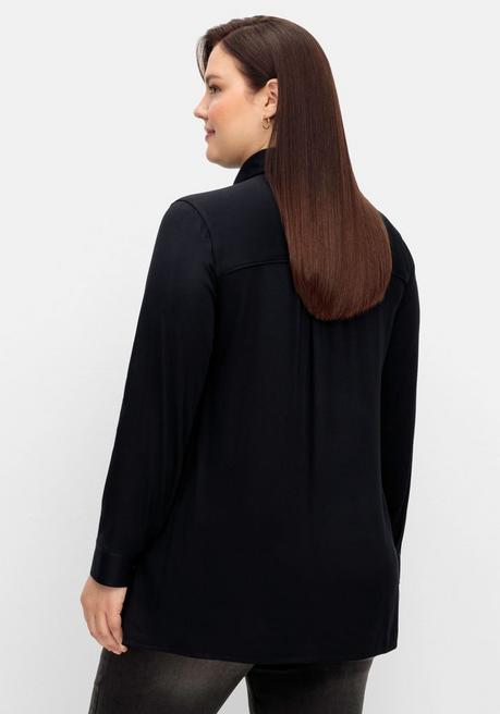 Sheego Longtunika In A-Linie, Mit Knopfleiste - Schwarz Sheego