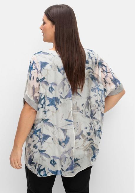 Creation L Longtunika In Layeringoptik, Mit Pailletten - Ecru Gemustert Sheego