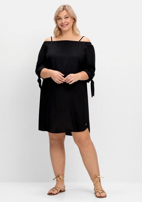 Sheego Longtunika Mit 3/4-Ärmeln, Im Carmen-Look - Schwarz Sheego