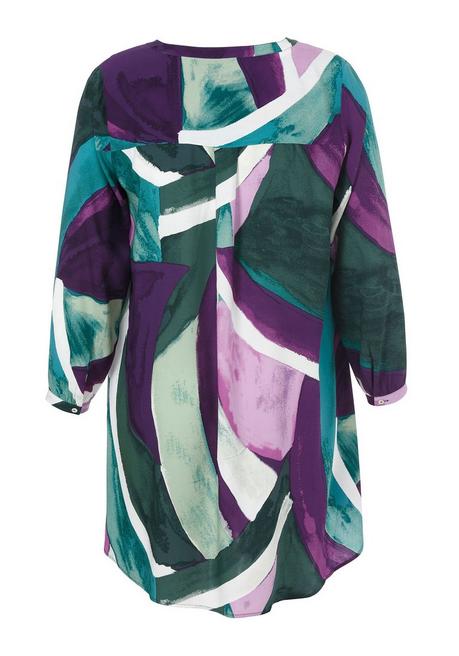 VIA APPIA DUE Longtunika Mit Alloverprint Und V-Schlitz - Tiefgrün Gemustert Sheego