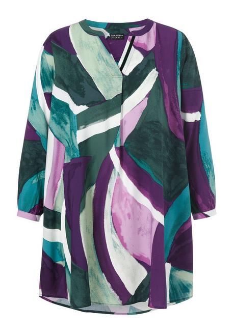 VIA APPIA DUE Longtunika mit Alloverprint und V-Schlitz - tiefgrün gemustert sheego