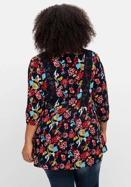 Sheego By Joe Browns Longtunika Mit Blumendruck, In Crinkle-Optik - Nachtblau Gemustert Sheego