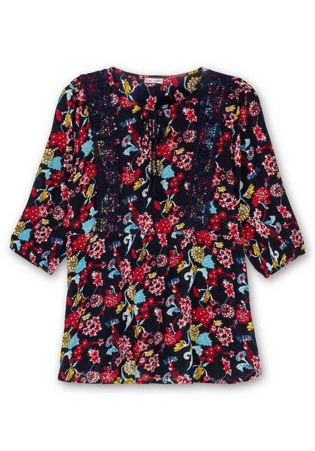 Sheego By Joe Browns Longtunika Mit Blumendruck, In Crinkle-Optik - Nachtblau Gemustert Sheego