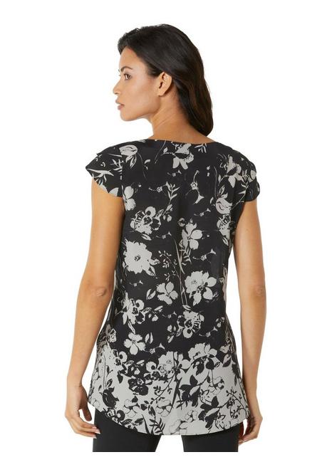 WITT Longtunika Mit Blumenprint Und Flügelärmeln - Schwarz Bedruckt Sheego