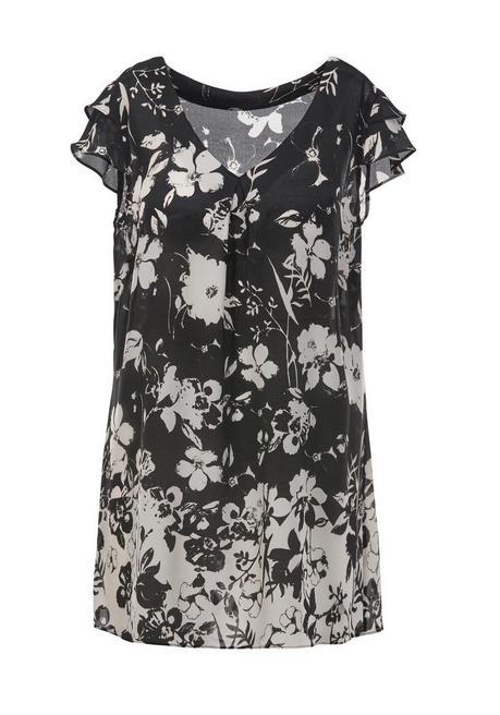 WITT Longtunika Mit Blumenprint Und Flügelärmeln - Schwarz Bedruckt Sheego