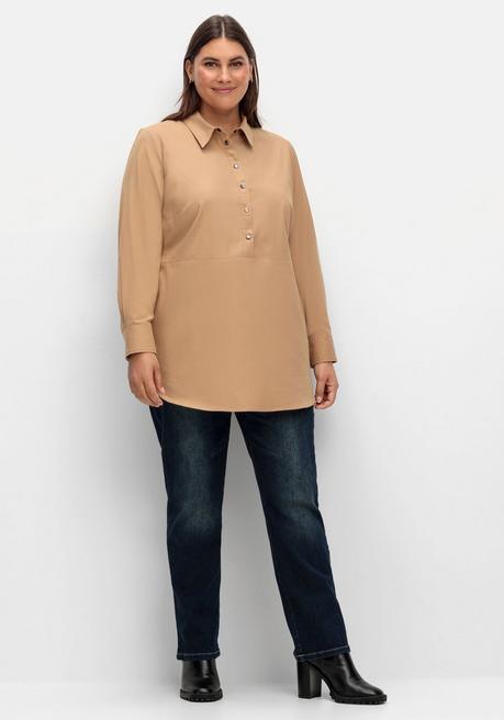 Sheego X Collection L. Longtunika Mit Hemdkragen Und Druckknopfleiste - Camelfarben Sheego