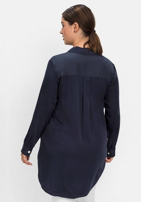 Sheego Longtunika Mit Hemdkragen Und Reißverschluss - Nachtblau Sheego