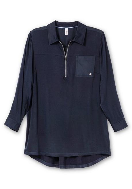 Sheego Longtunika Mit Hemdkragen Und Reißverschluss - Nachtblau Sheego