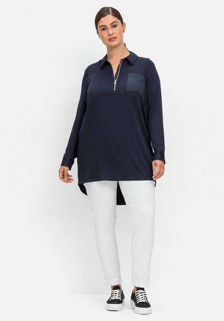 Sheego Longtunika Mit Hemdkragen Und Reißverschluss - Nachtblau Sheego