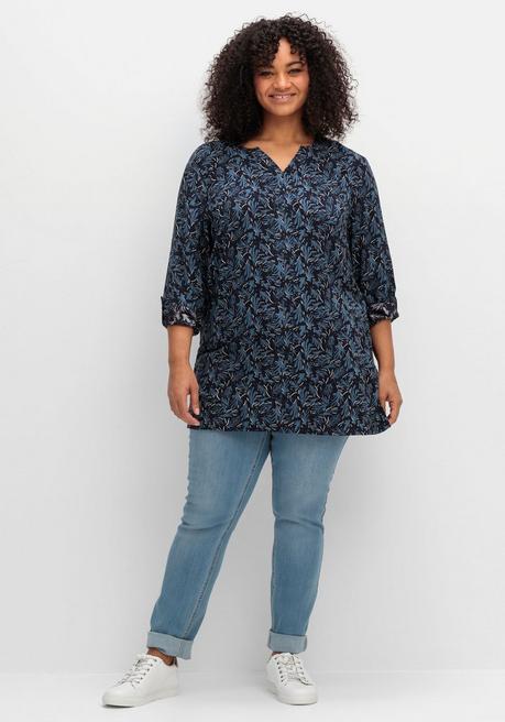 Sheego Longtunika Mit Maritimem Alloverprint - Tiefblau Gemustert Sheego