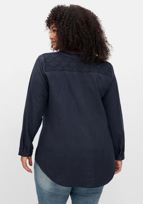 Sheego By Joe Browns Longtunika Mit Spitze Am V-Ausschnitt - Nachtblau Sheego