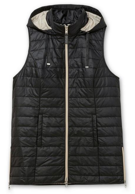 Sheego Longweste Mit Kapuze Und Kontrastdetails - Schwarz Sheego