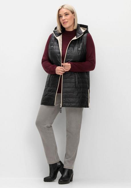 Sheego Longweste Mit Kapuze Und Kontrastdetails - Schwarz Sheego